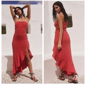 NEW Free People Made Me Blush Strapless Midi Dress